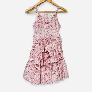 Jottum Girls Tiered Ruffle Floral Sundress Size 12 / EUR 152 Pink 100% Cotton
